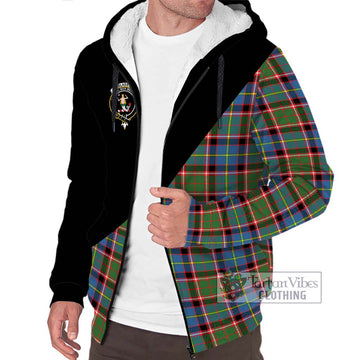 Glass Tartan Sherpa Hoodie with Family Crest and Military Logo Style