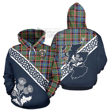 Glass Tartan Hoodie Featuring Thistle and Scotland Map