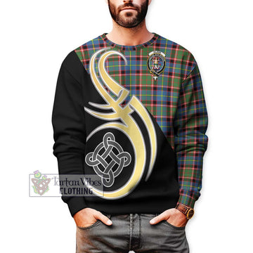 Glass Tartan Sweatshirt with Family Crest and Celtic Symbol Style