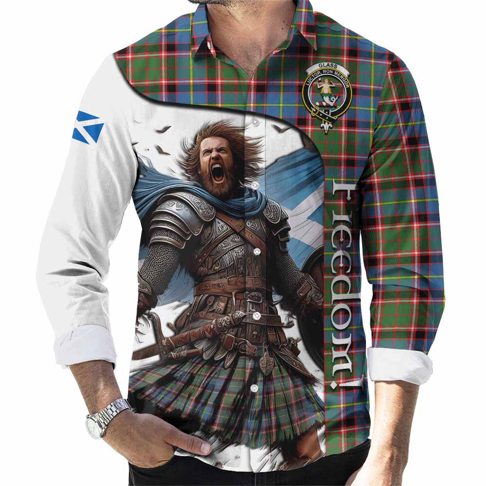 Tartan Vibes Clothing Glass Crest Tartan Long Sleeve Button Shirt Inspired by the Freedom of Scottish Warrior