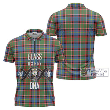 Glass Tartan Zipper Polo Shirt with Family Crest DNA In Me Style