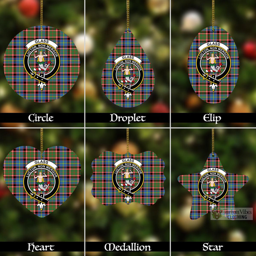 Tartan Vibes Clothing Glass Tartan Christmas Aluminium Ornament with Family Crest