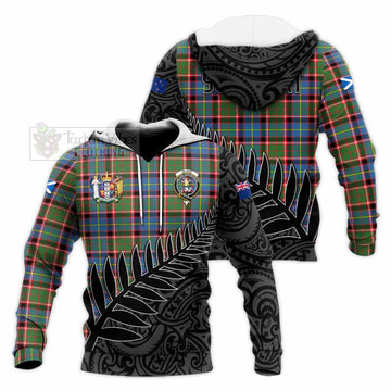 Glass Crest Tartan Knitted Hoodie with New Zealand Silver Fern Half Style