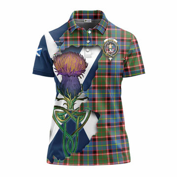 Glass Tartan Family Crest Women's Polo Shirt Scottish Thistle Celtic Inspired Women - Tartan Vibes Clothing