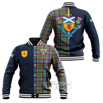Glass Tartan Baseball Jacket Alba with Scottish Lion Royal Arm Half Style Unisex - Tartan Vibes Clothing
