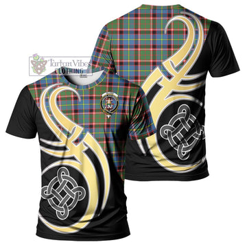 Glass Tartan T-Shirt with Family Crest and Celtic Symbol Style