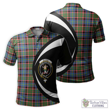 Glass Tartan Men's Polo Shirt with Family Crest Circle Style