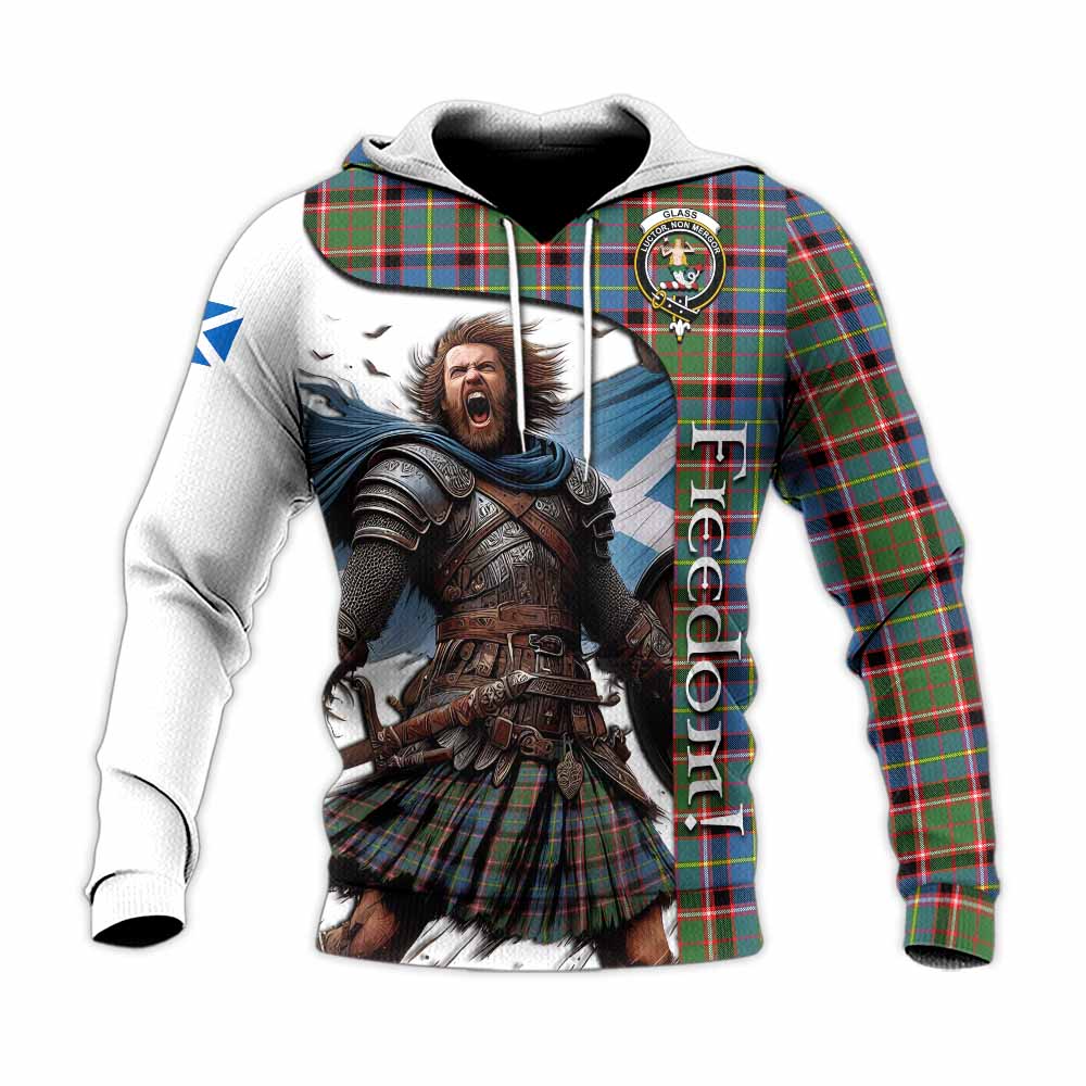 Tartan Vibes Clothing Glass Crest Tartan Knitted Hoodie Inspired by the Freedom of Scottish Warrior