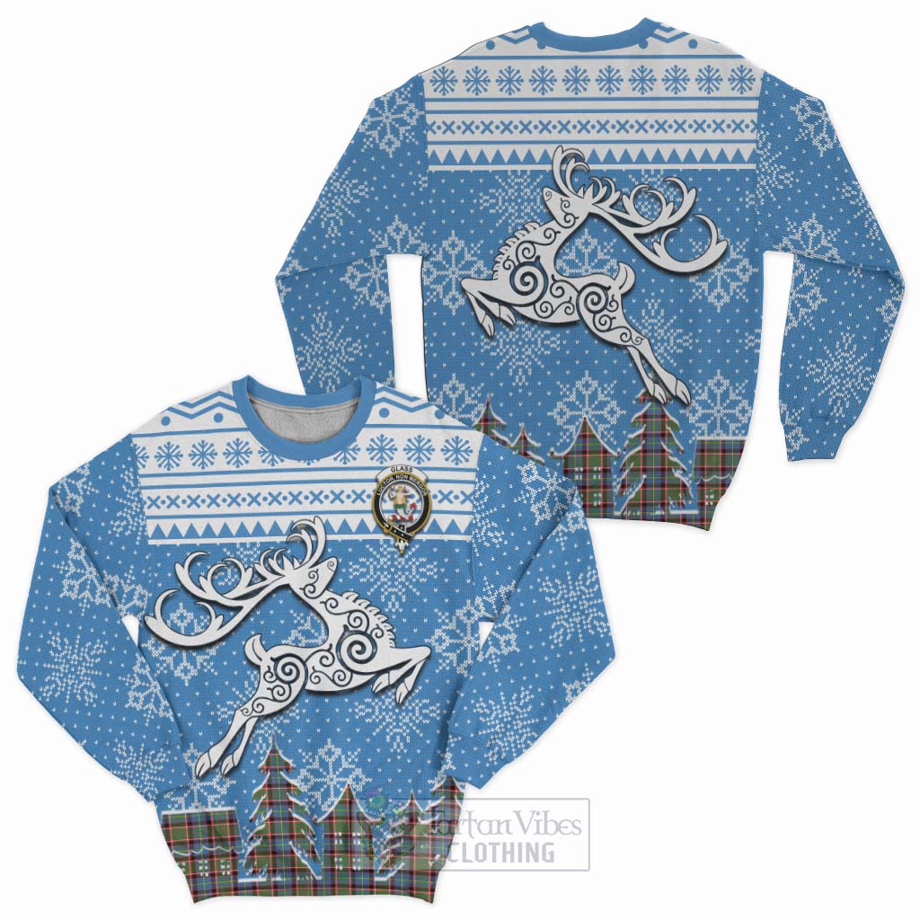 Tartan Vibes Clothing Glass Clan Christmas Sweatshirt Celtic Reindeer Style