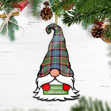 Glass Gnome Christmas Ornament with His Tartan Christmas Hat