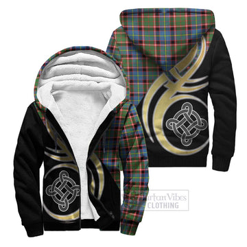 Glass Tartan Sherpa Hoodie with Family Crest and Celtic Symbol Style