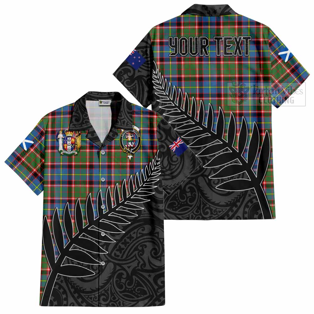 Tartan Vibes Clothing Glass Crest Tartan Short Sleeve Button Shirt with New Zealand Silver Fern Half Style