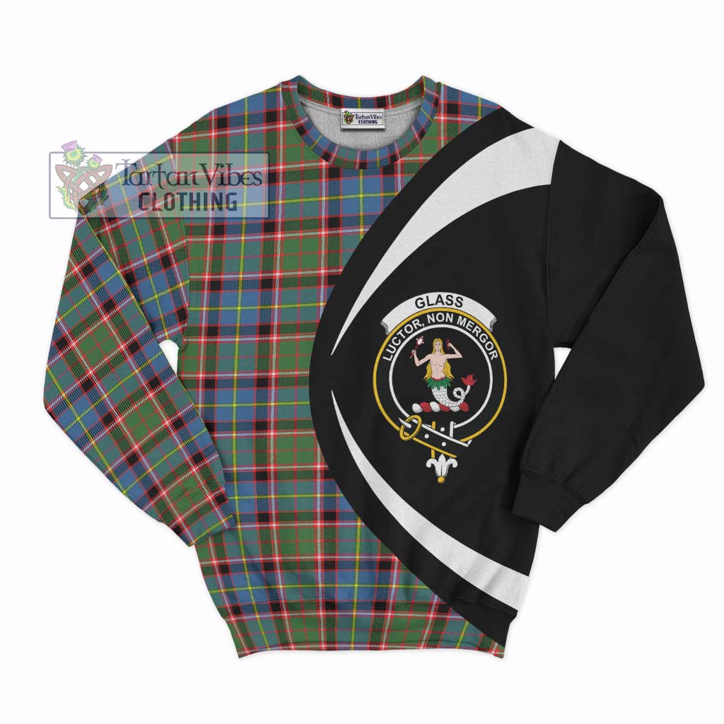 Glass Tartan Sweatshirt with Family Crest Circle Style Unisex - Tartan Vibes Clothing