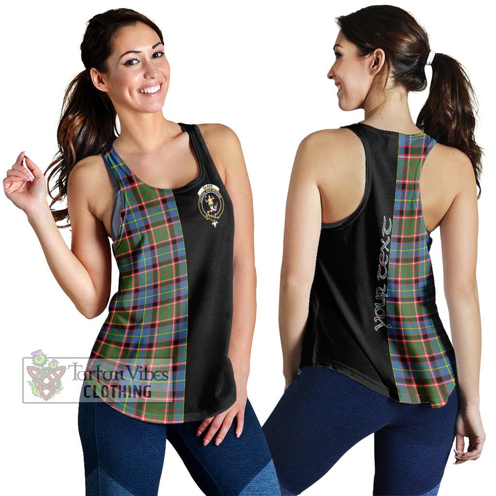 Glass Tartan Women's Racerback Tanks with Family Crest and Half Of Me Style 4XL - Tartanvibesclothing Shop