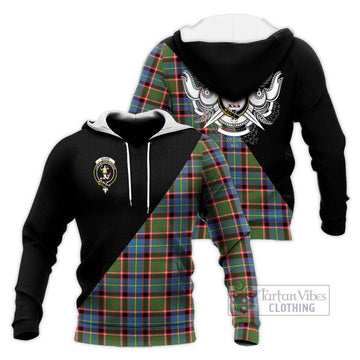 Glass Tartan Knitted Hoodie with Family Crest and Military Logo Style