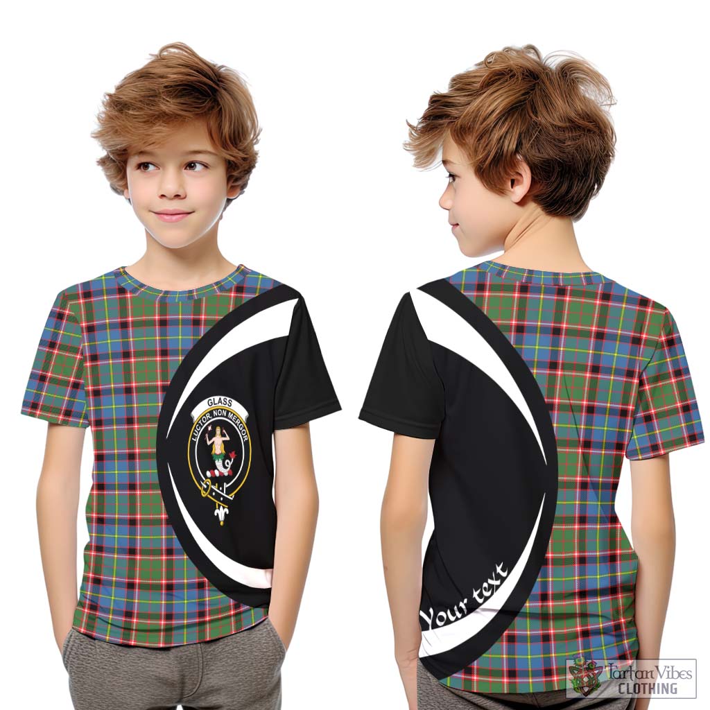 Glass Tartan Kid T-Shirt with Family Crest Circle Style Youth XL Size14 - Tartan Vibes Clothing