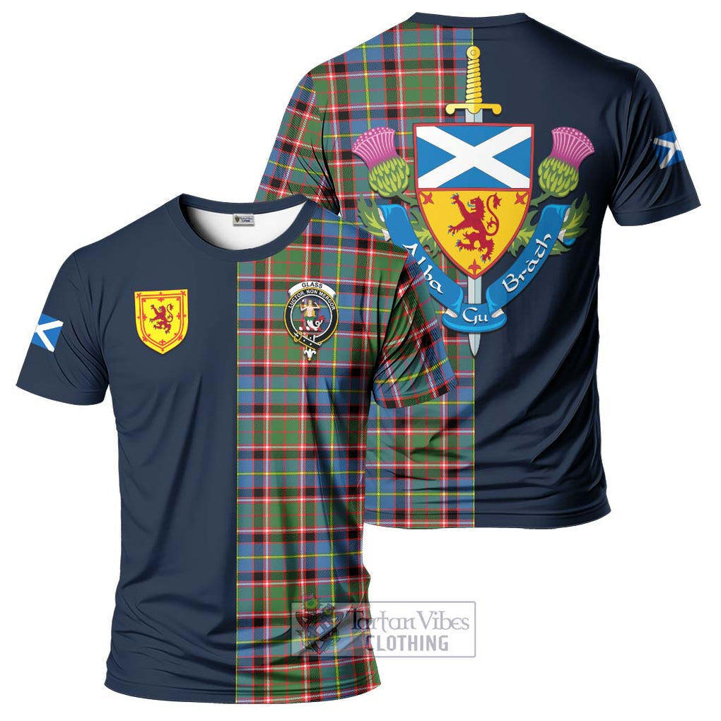 Tartan Vibes Clothing Glass Tartan T-Shirt Alba with Scottish Lion Royal Arm Half Style