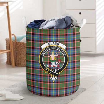 Glass Tartan Laundry Basket with Family Crest