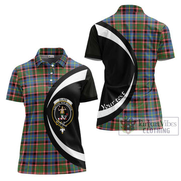 Glass Tartan Women's Polo Shirt with Family Crest Circle Style