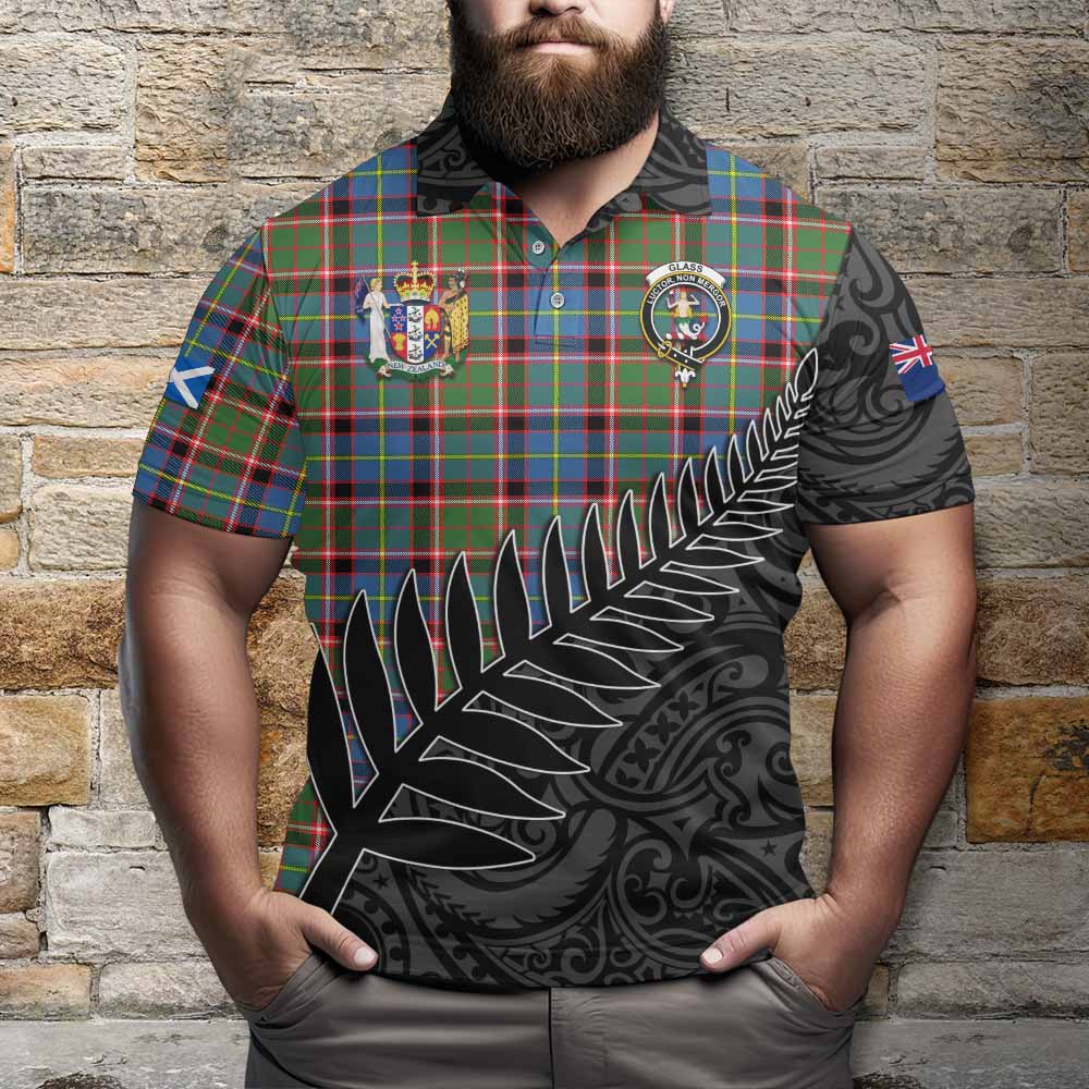 Glass Crest Tartan Polo Shirt with New Zealand Silver Fern Half Style