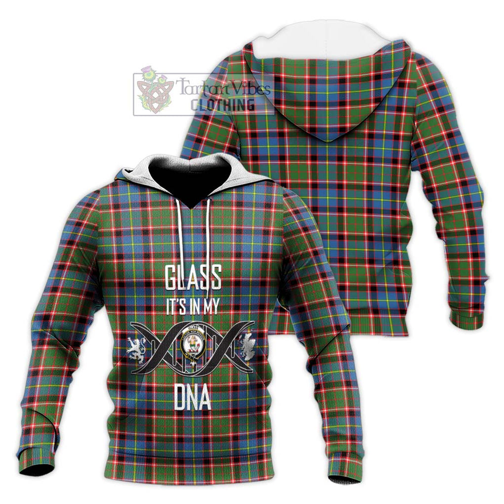 Glass Tartan Knitted Hoodie with Family Crest DNA In Me Style Unisex Knitted Pullover Hoodie - Tartanvibesclothing Shop