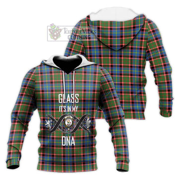 Glass Tartan Knitted Hoodie with Family Crest DNA In Me Style