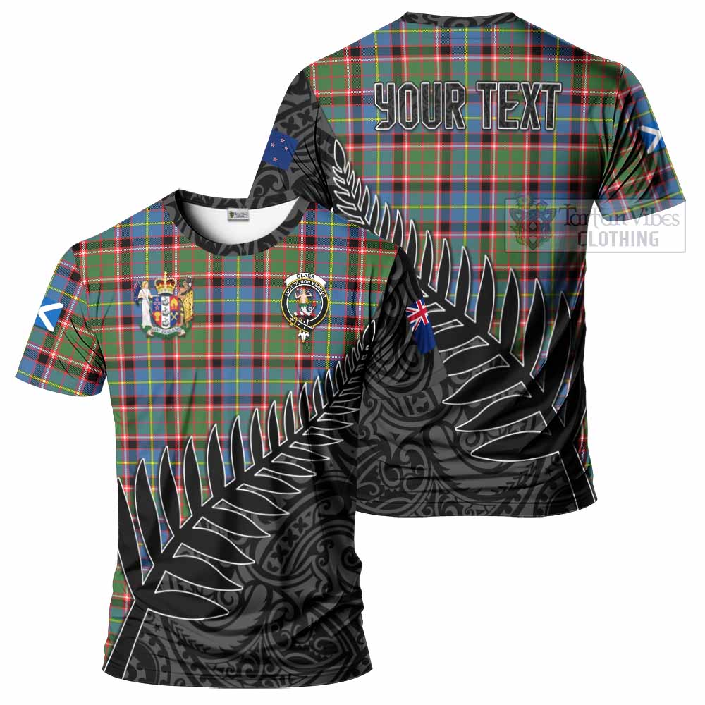 Tartan Vibes Clothing Glass Crest Tartan T-Shirt with New Zealand Silver Fern Half Style