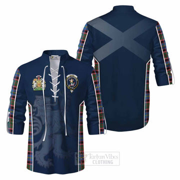 Glass Tartan Ghillie Kilt Shirt with Family Crest and Lion Rampant Vibes Sport Style Men - Tartan Vibes Clothing