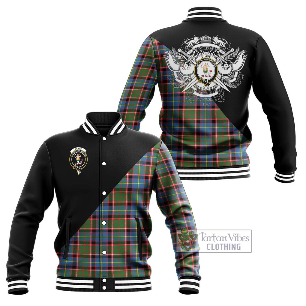 Glass Tartan Baseball Jacket with Family Crest and Military Logo Style Unisex - Tartanvibesclothing Shop