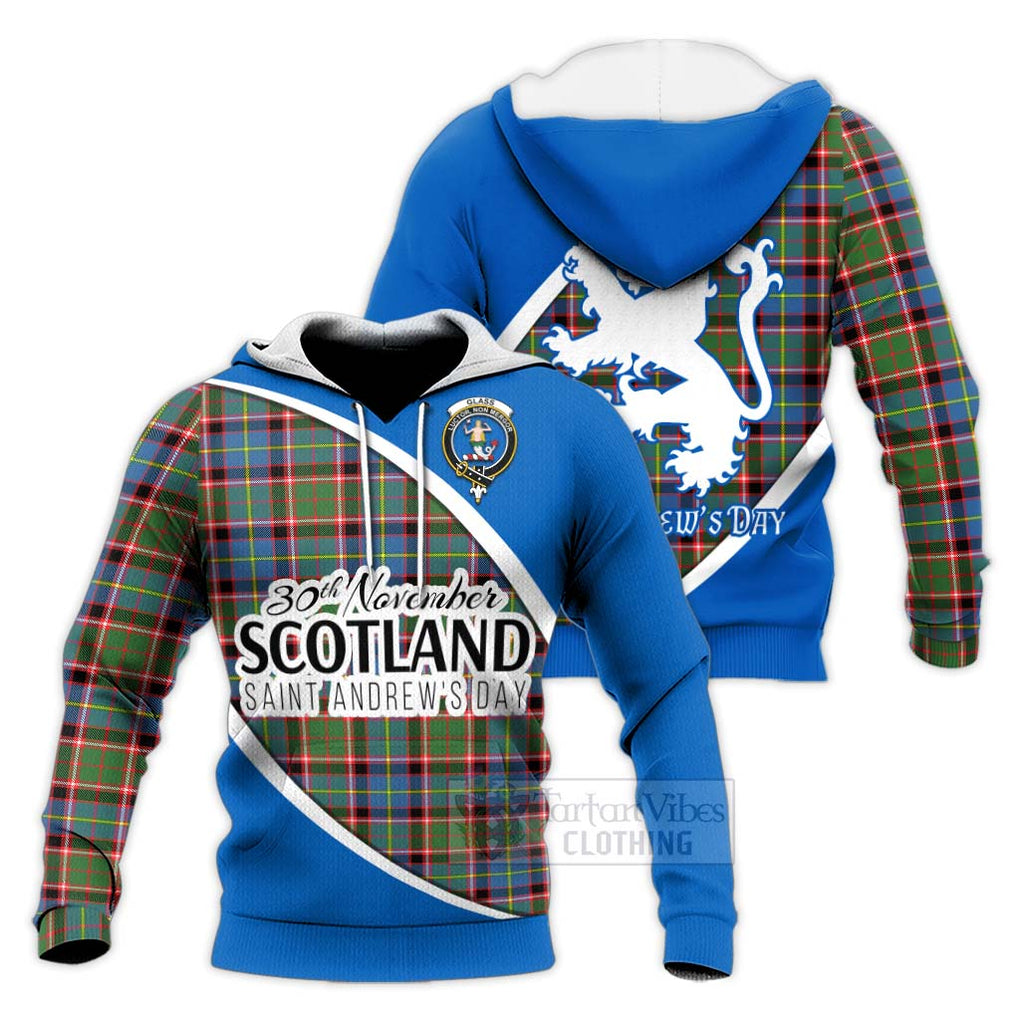 Tartan Vibes Clothing Glass Family Crest Tartan Knitted Hoodie Celebrate Saint Andrew's Day in Style