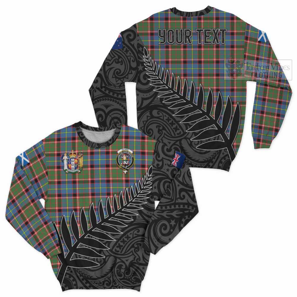 Tartan Vibes Clothing Glass Crest Tartan Sweatshirt with New Zealand Silver Fern Half Style