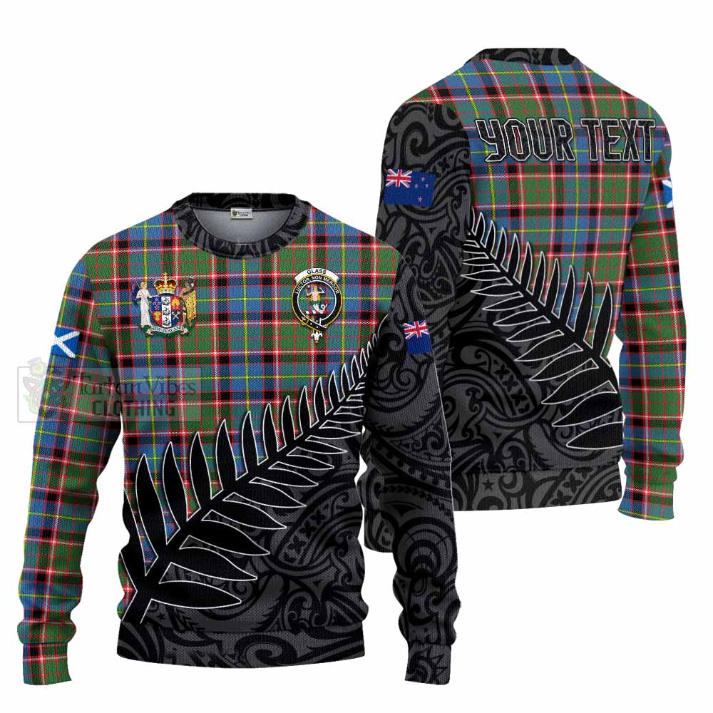 Tartan Vibes Clothing Glass Crest Tartan Knitted Sweater with New Zealand Silver Fern Half Style