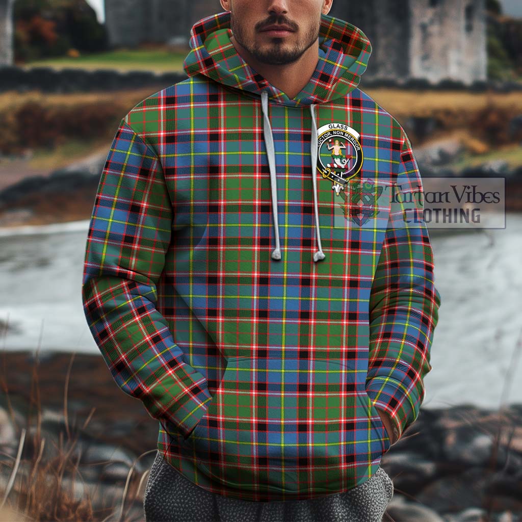 Tartan Vibes Clothing Glass Tartan Cotton Hoodie with Family Crest