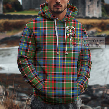 Glass Tartan Cotton Hoodie with Family Crest