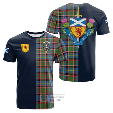 Glass Tartan Cotton T-shirt Alba with Scottish Lion Royal Arm Half Style