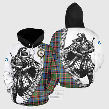 Glass Tartan Clan Crest Hoodie with Highlander Warrior Celtic Style