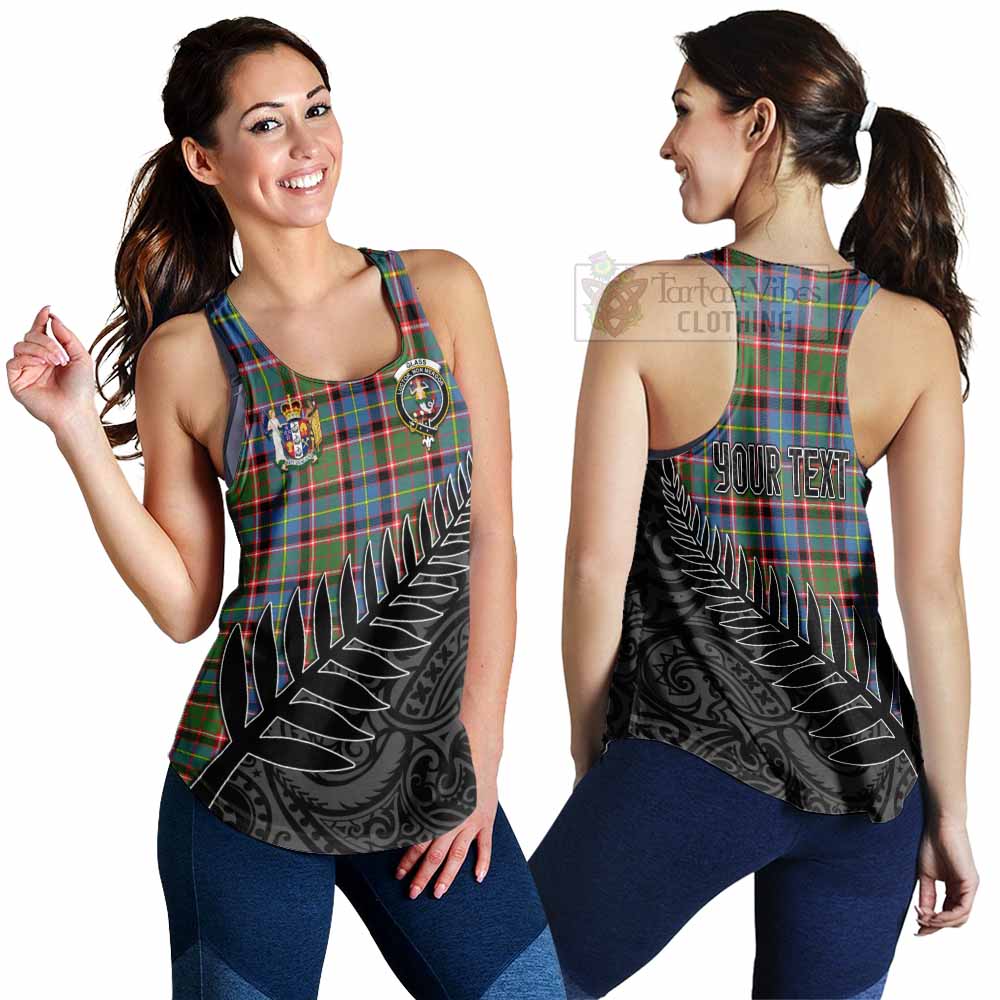 Tartan Vibes Clothing Glass Crest Tartan Women's Racerback Tanks with New Zealand Silver Fern Half Style