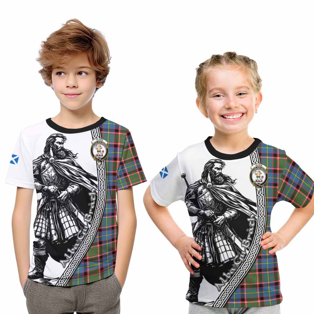 Glass Tartan Clan Crest Kid T-Shirt with Highlander Warrior Celtic Style