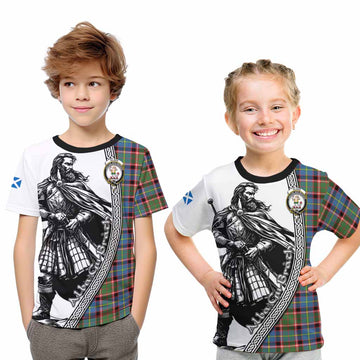 Glass Tartan Clan Crest Kid T-Shirt with Highlander Warrior Celtic Style