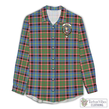 Glass Tartan Women's Casual Shirt with Family Crest