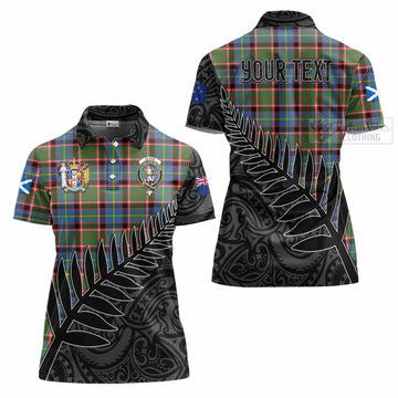 Glass Crest Tartan Women's Polo Shirt with New Zealand Silver Fern Half Style