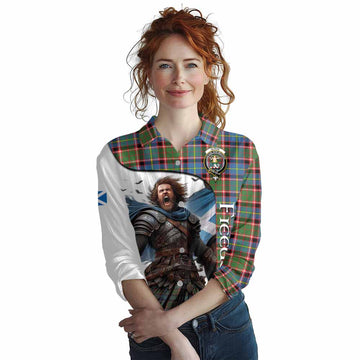 Glass Crest Tartan Women's Casual Shirt Inspired by the Freedom of Scottish Warrior