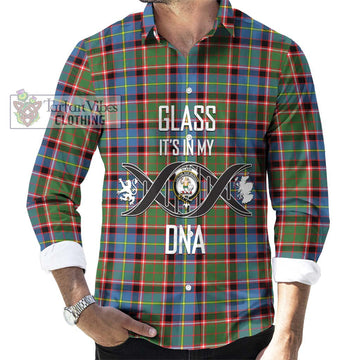 Glass Tartan Long Sleeve Button Shirt with Family Crest DNA In Me Style