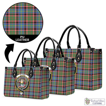 Glass Tartan Luxury Leather Handbags with Family Crest