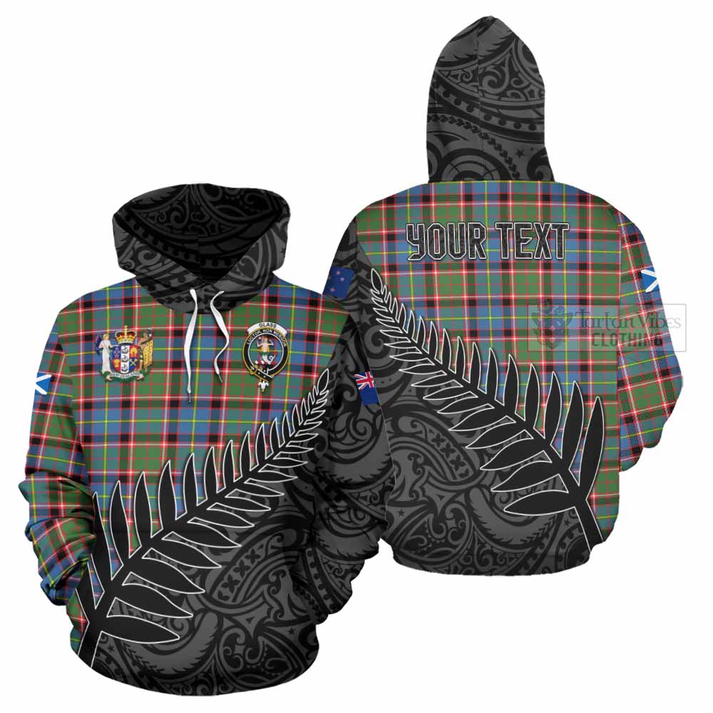 Tartan Vibes Clothing Glass Crest Tartan Hoodie with New Zealand Silver Fern Half Style