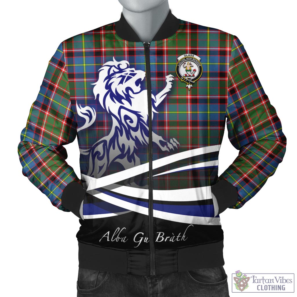 Tartan Vibes Clothing Glass Tartan Bomber Jacket with Alba Gu Brath Regal Lion Emblem