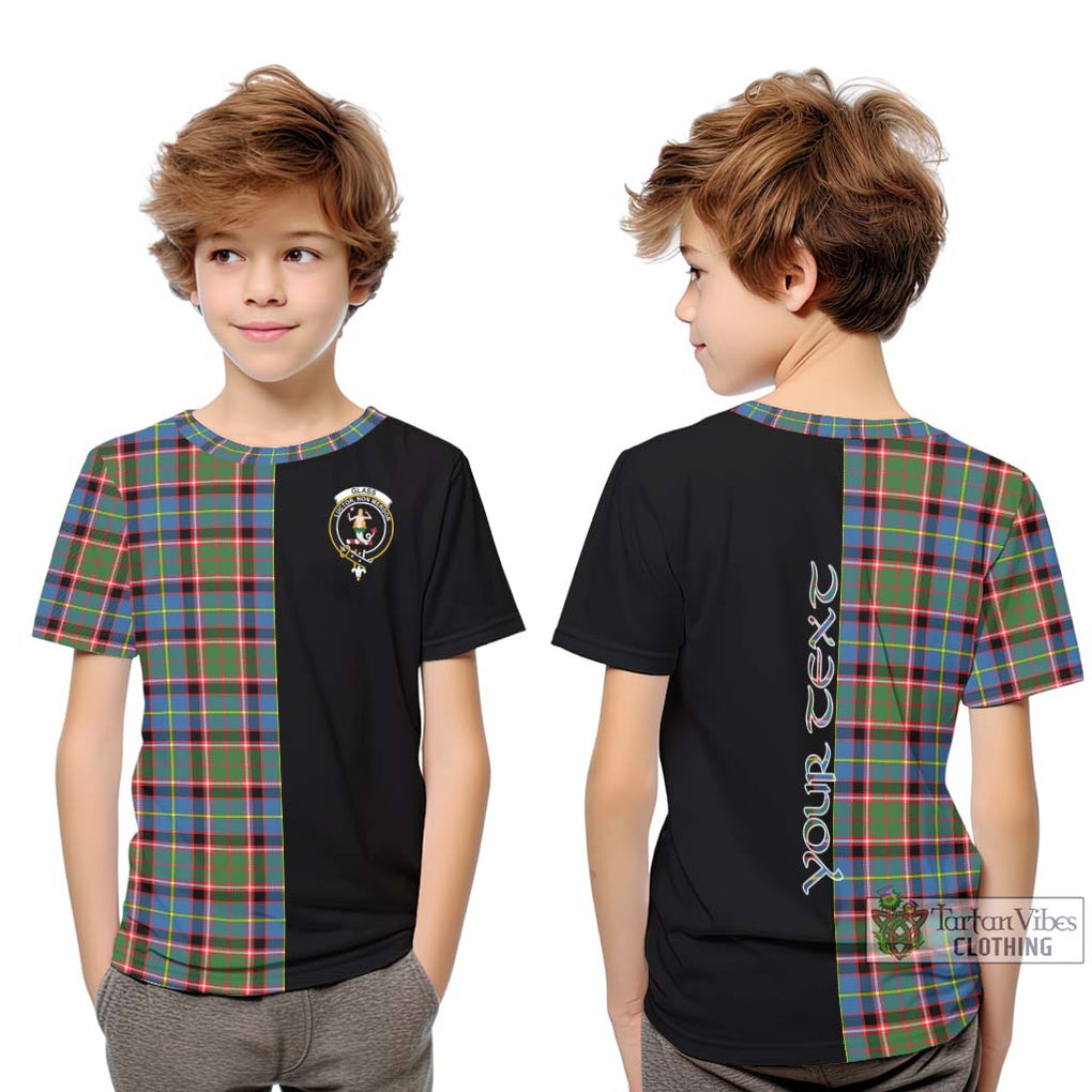 Glass Tartan Kid T-Shirt with Family Crest and Half Of Me Style Youth XL Size14 - Tartanvibesclothing Shop