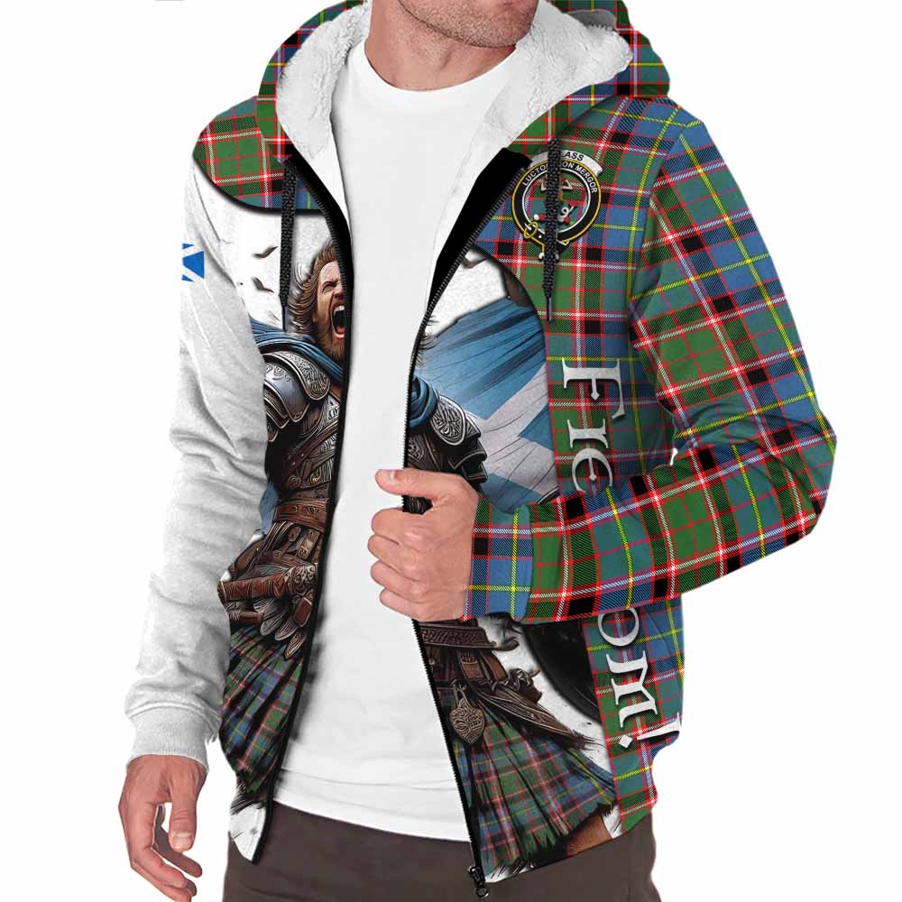 Tartan Vibes Clothing Glass Crest Tartan Sherpa Hoodie Inspired by the Freedom of Scottish Warrior