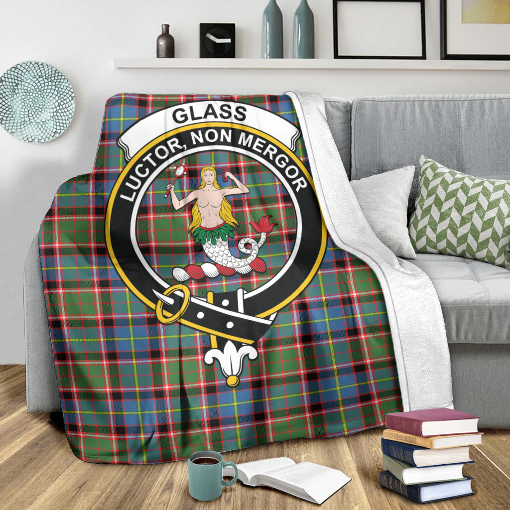 Glass Tartan Blanket with Family Crest X-Large 59 x 79 inches 150 x 200 cm - Tartan Vibes Clothing