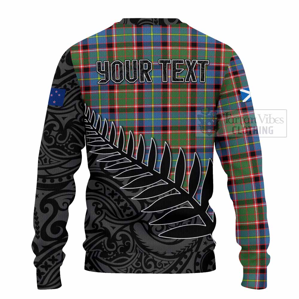 Tartan Vibes Clothing Glass Crest Tartan Knitted Sweater with New Zealand Silver Fern Half Style